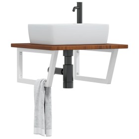 Wall-mounted steel and solid oak wood sink shelf by , bathroom vanities - Ref: Foro24-3302486, Price: 86,96 €, Discount: %