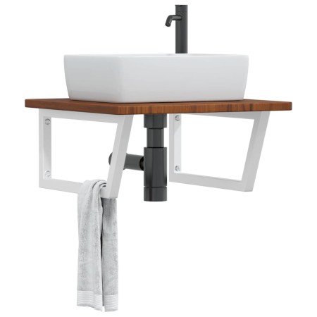 Wall-mounted steel and solid oak wood sink shelf by , bathroom vanities - Ref: Foro24-3302486, Price: 86,89 €, Discount: %