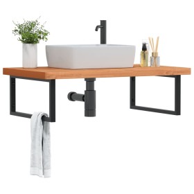 Wall-mounted sink shelf made of steel and solid beech wood by , bathroom vanities - Ref: Foro24-3302529, Price: 146,12 €, Dis...