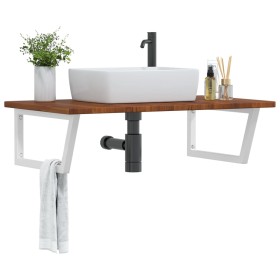 Estante de lavabo de pared de acero y madera maciza de roble de , Tocadores de baño - Ref: Foro24-3302490, Precio: 126,97 €, ...