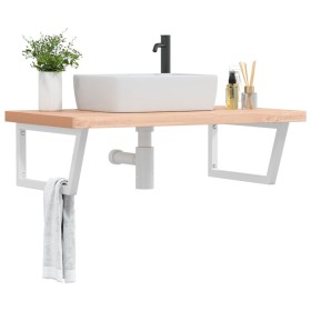 Wall-mounted sink shelf made of steel and solid beech wood by , bathroom vanities - Ref: Foro24-3302522, Price: 130,99 €, Dis...