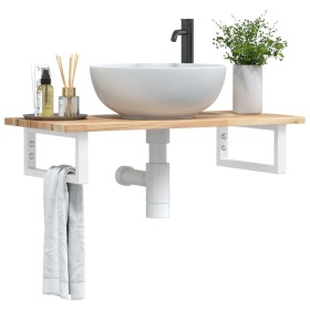 Wall-mounted sink shelf made of steel and solid acacia wood by , bathroom vanities - Ref: Foro24-3302672, Price: 70,77 €, Dis...