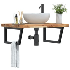 Wall-mounted sink shelf made of steel and solid acacia wood by , bathroom vanities - Ref: Foro24-3302943, Price: 146,51 €, Di...