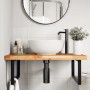 Wall-mounted sink shelf made of steel and solid acacia wood by , bathroom vanities - Ref: Foro24-3302941, Price: 140,99 €, Di...