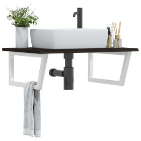 Wall-mounted steel and solid oak wood sink shelf by , bathroom vanities - Ref: Foro24-3302658, Price: 80,66 €, Discount: %