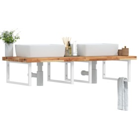 Wall-mounted sink shelf made of steel and solid acacia wood by , bathroom vanities - Ref: Foro24-3302948, Price: 211,99 €, Di...