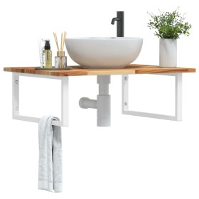 Wall-mounted sink shelf made of steel and solid acacia wood by , bathroom vanities - Ref: Foro24-3302920, Price: 82,90 €, Dis...