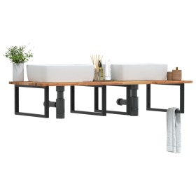 Wall-mounted sink shelf made of steel and solid acacia wood by , bathroom vanities - Ref: Foro24-3302929, Price: 144,43 €, Di...