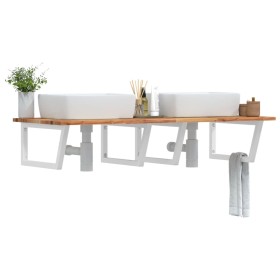 Wall-mounted sink shelf made of steel and solid acacia wood by , bathroom vanities - Ref: Foro24-3302934, Price: 150,99 €, Di...