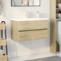 Set de mueble de baño 2 piezas cerámica y madera de ingeniería de , Muebles de baño - Ref: Foro24-3307659, Precio: 210,50 €, ...