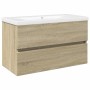 Set de mueble de baño 2 piezas cerámica y madera de ingeniería de , Muebles de baño - Ref: Foro24-3307659, Precio: 210,50 €, ...