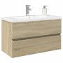 Set de mueble de baño 2 piezas cerámica y madera de ingeniería de , Muebles de baño - Ref: Foro24-3307659, Precio: 210,50 €, ...