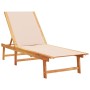 Solid acacia wood sun lounger with cream textilene by , Loungers - Ref: Foro24-4008412, Price: 172,27 €, Discount: %