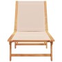 Solid acacia wood sun lounger with cream textilene by , Loungers - Ref: Foro24-4008412, Price: 172,27 €, Discount: %