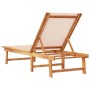 Solid acacia wood sun lounger with cream textilene by , Loungers - Ref: Foro24-4008412, Price: 172,27 €, Discount: %