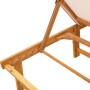 Solid acacia wood sun lounger with cream textilene by , Loungers - Ref: Foro24-4008412, Price: 172,27 €, Discount: %