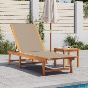 Sun lounger with solid acacia wood table and taupe textilene by , Loungers - Ref: Foro24-4008419, Price: 194,16 €, Discount: %