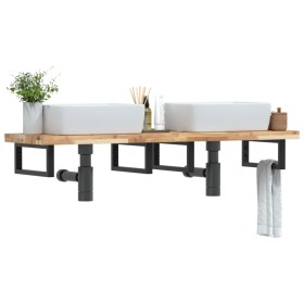 Wall-mounted sink shelf made of steel and solid acacia wood by , bathroom vanities - Ref: Foro24-3302709, Price: 158,99 €, Di...