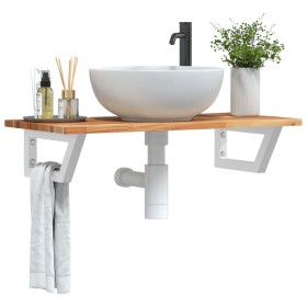 Wall-mounted sink shelf made of steel and solid acacia wood by , bathroom vanities - Ref: Foro24-3302723, Price: 69,09 €, Dis...