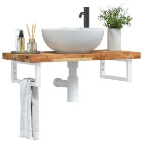 Estante de lavabo de pared acero y madera maciza de acacia de , Tocadores de baño - Ref: Foro24-3302740, Precio: 85,99 €, Des...