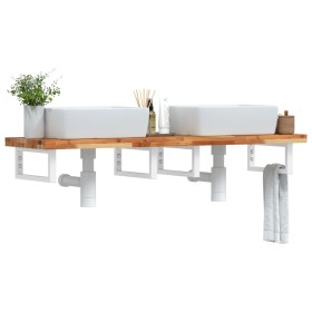 Estante de lavabo de pared acero y madera maciza de acacia de , Tocadores de baño - Ref: Foro24-3302756, Precio: 165,93 €, De...