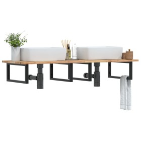 Wall-mounted sink shelf made of steel and solid acacia wood by , bathroom vanities - Ref: Foro24-3302789, Price: 105,99 €, Di...