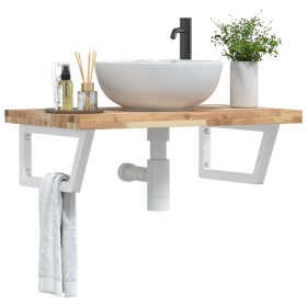 Wall-mounted sink shelf made of steel and solid acacia wood by , bathroom vanities - Ref: Foro24-3302806, Price: 102,99 €, Di...