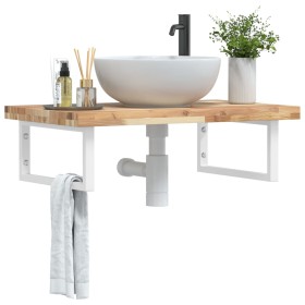 Estante de lavabo de pared acero y madera maciza de acacia de , Tocadores de baño - Ref: Foro24-3302804, Precio: 103,99 €, De...