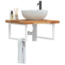 Wall-mounted sink shelf made of steel and solid acacia wood by , bathroom vanities - Ref: Foro24-3302884, Price: 94,72 €, Dis...