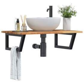 Wall-mounted sink shelf made of steel and solid acacia wood by , bathroom vanities - Ref: Foro24-3302831, Price: 72,53 €, Dis...