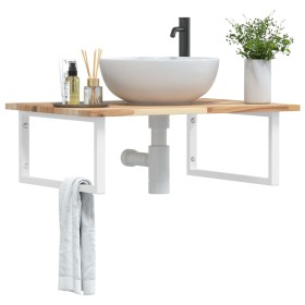 Wall-mounted sink shelf made of steel and solid acacia wood by , bathroom vanities - Ref: Foro24-3302892, Price: 90,13 €, Dis...