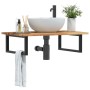 Wall-mounted sink shelf made of steel and solid acacia wood by , bathroom vanities - Ref: Foro24-3302833, Price: 85,99 €, Dis...