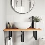 Wall-mounted sink shelf made of steel and solid acacia wood by , bathroom vanities - Ref: Foro24-3302833, Price: 85,99 €, Dis...