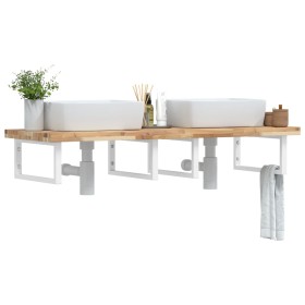 Estante de lavabo de pared acero y madera maciza de acacia de , Tocadores de baño - Ref: Foro24-3302812, Precio: 154,99 €, De...