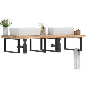 Wall-mounted sink shelf made of steel and solid acacia wood by , bathroom vanities - Ref: Foro24-3302917, Price: 212,05 €, Di...