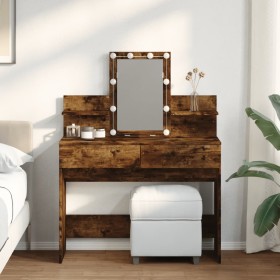 Dresser with LED lights in smoked oak color, 100x40x130 cm. by , Bedroom Dressers - Ref: Foro24-848203, Price: 130,80 €, Disc...