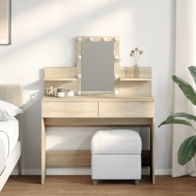 Dresser with LED lights in Sonoma oak color, 100x40x130 cm by , Bedroom Dressers - Ref: Foro24-848201, Price: 130,95 €, Disco...