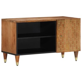 Solid mango wood TV stand 80x33x46 cm by , CD and DVD storage - Ref: Foro24-358299, Price: 88,99 €, Discount: %