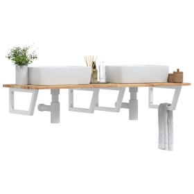 Wall-mounted sink shelf made of steel and solid acacia wood by , bathroom vanities - Ref: Foro24-3302794, Price: 119,05 €, Di...