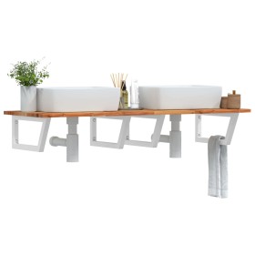 Wall-mounted sink shelf made of steel and solid acacia wood by , bathroom vanities - Ref: Foro24-3302838, Price: 109,26 €, Di...