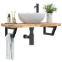 Wall-mounted sink shelf made of steel and solid acacia wood by , bathroom vanities - Ref: Foro24-3302691, Price: 79,09 €, Dis...