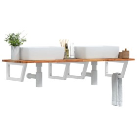 Wall-mounted sink shelf made of steel and solid acacia wood by , bathroom vanities - Ref: Foro24-3302846, Price: 128,84 €, Di...