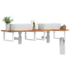 Estante de lavabo de pared acero y madera maciza de acacia de , Tocadores de baño - Ref: Foro24-3302844, Precio: 136,39 €, De...