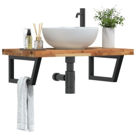 Wall-mounted sink shelf made of steel and solid acacia wood by , bathroom vanities - Ref: Foro24-3302859, Price: 117,99 €, Di...