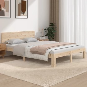 Estructura de cama madera maciza de pino 135x190 cm de vidaXL, Camas y somieres - Ref: Foro24-833105, Precio: 159,99 €, Descu...