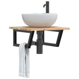 Estante de lavabo de pared acero y madera maciza de acacia de , Tocadores de baño - Ref: Foro24-3302763, Precio: 53,99 €, Des...