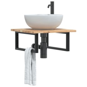 Wall-mounted sink shelf made of steel and solid acacia wood by , bathroom vanities - Ref: Foro24-3302761, Price: 60,97 €, Dis...