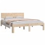 Estructura de cama madera maciza de pino 135x190 cm de vidaXL, Camas y somieres - Ref: Foro24-833105, Precio: 159,59 €, Descu...