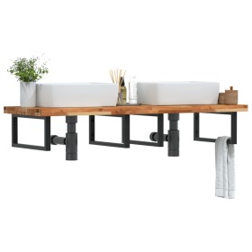 Wall-mounted sink shelf made of steel and solid acacia wood by , bathroom vanities - Ref: Foro24-3302865, Price: 180,99 €, Di...