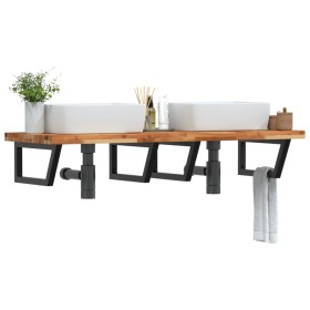 Wall-mounted sink shelf made of steel and solid acacia wood by , bathroom vanities - Ref: Foro24-3302867, Price: 188,19 €, Di...